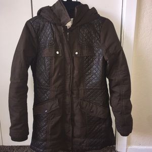 Xhilaration brown coat w/ hood